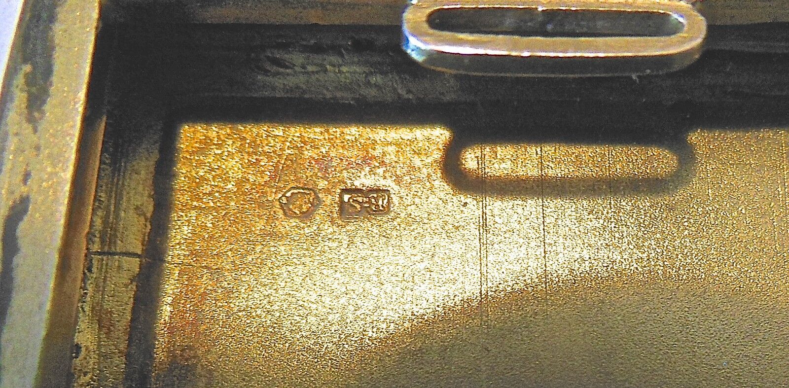 Art deco cigarette case, silver and vermeil and blue enamel