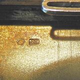 Art deco cigarette case, silver and vermeil and blue enamel