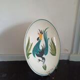 Plat en faience signe claude smadja "le coq turquoise" peint main 1996
