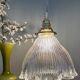 Vintage glass holophane pendant light