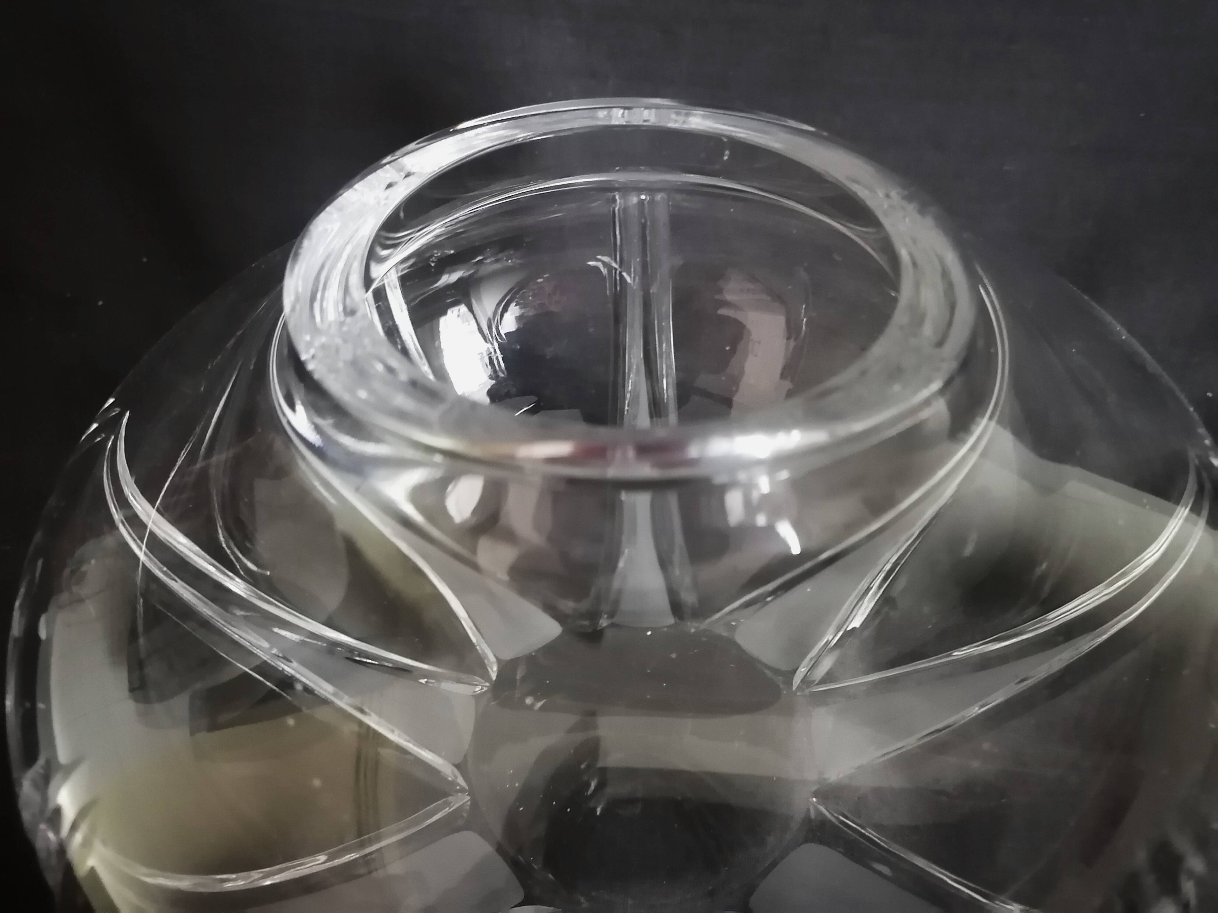 Cut crystal round vase in Art Deco style