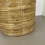 xl 31 cm, rare rattan and brass waste basket in the Crespi-Albini style, Italy 1970
