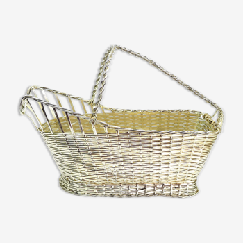 Christofle france basket bottle holder basketry-mid century