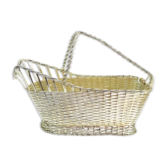 Christofle france basket bottle holder basketry-mid century