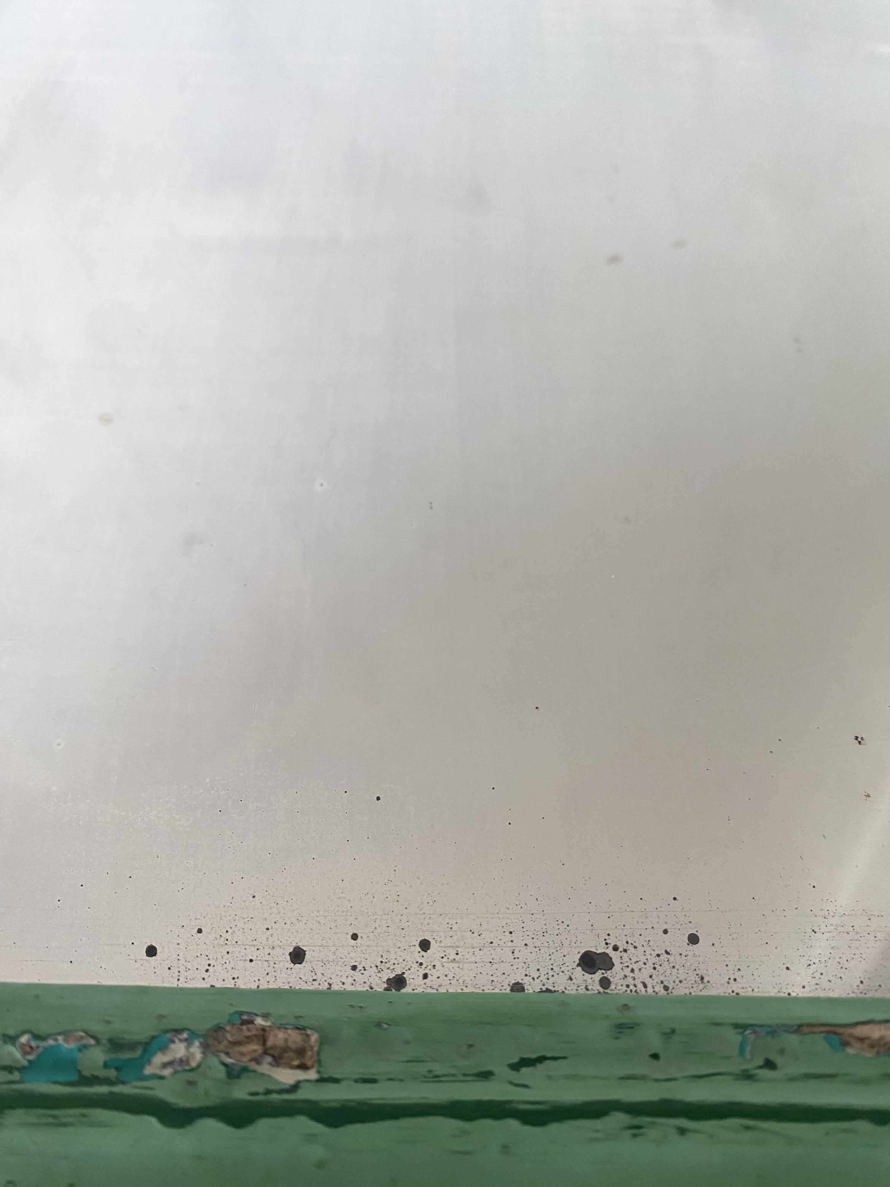 Classic antique mirror – wooden and plaster frame – repainted green from the 60s