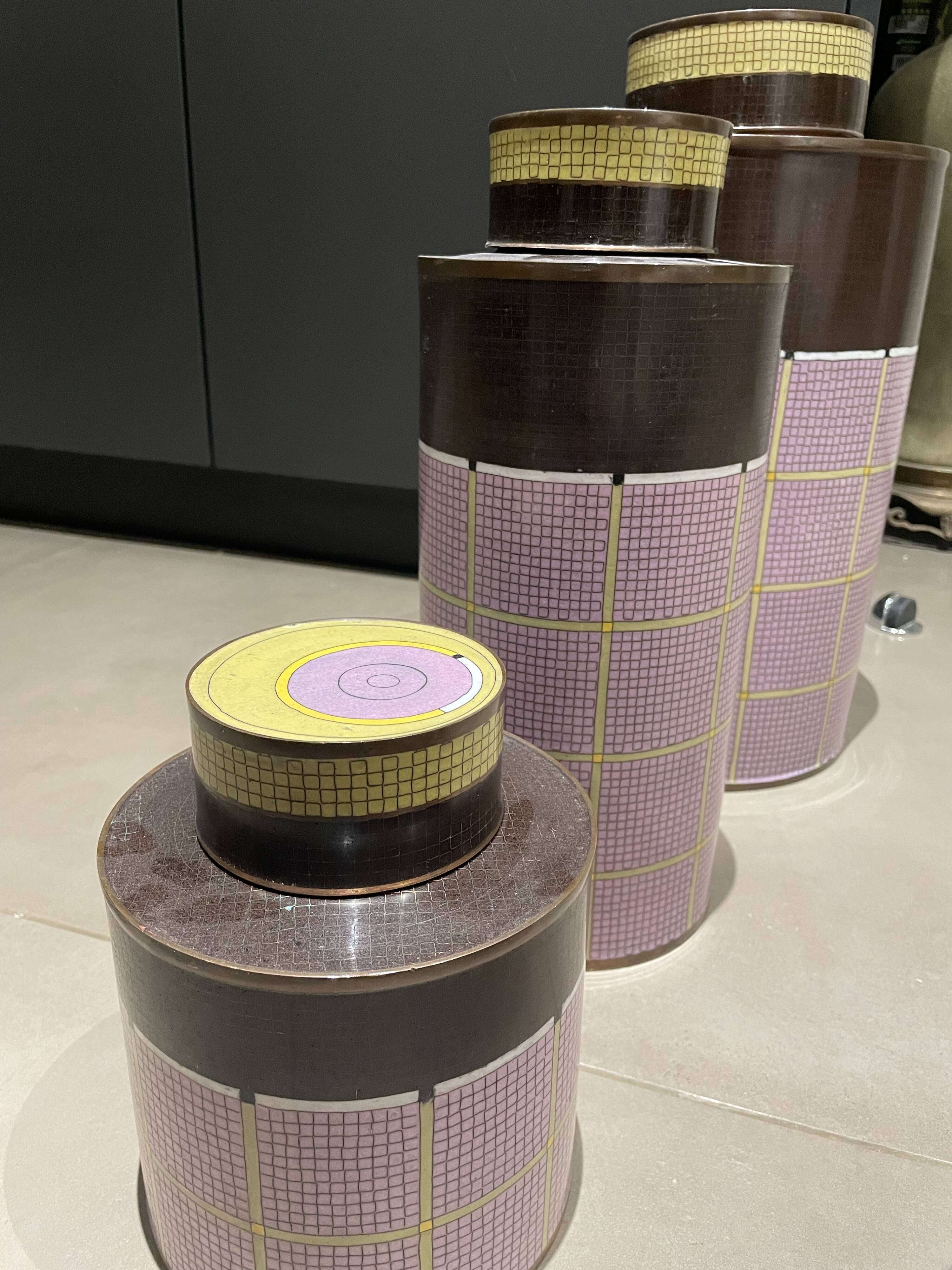 Set of 3 vintage decorative pots – Fabienne Jouvin,