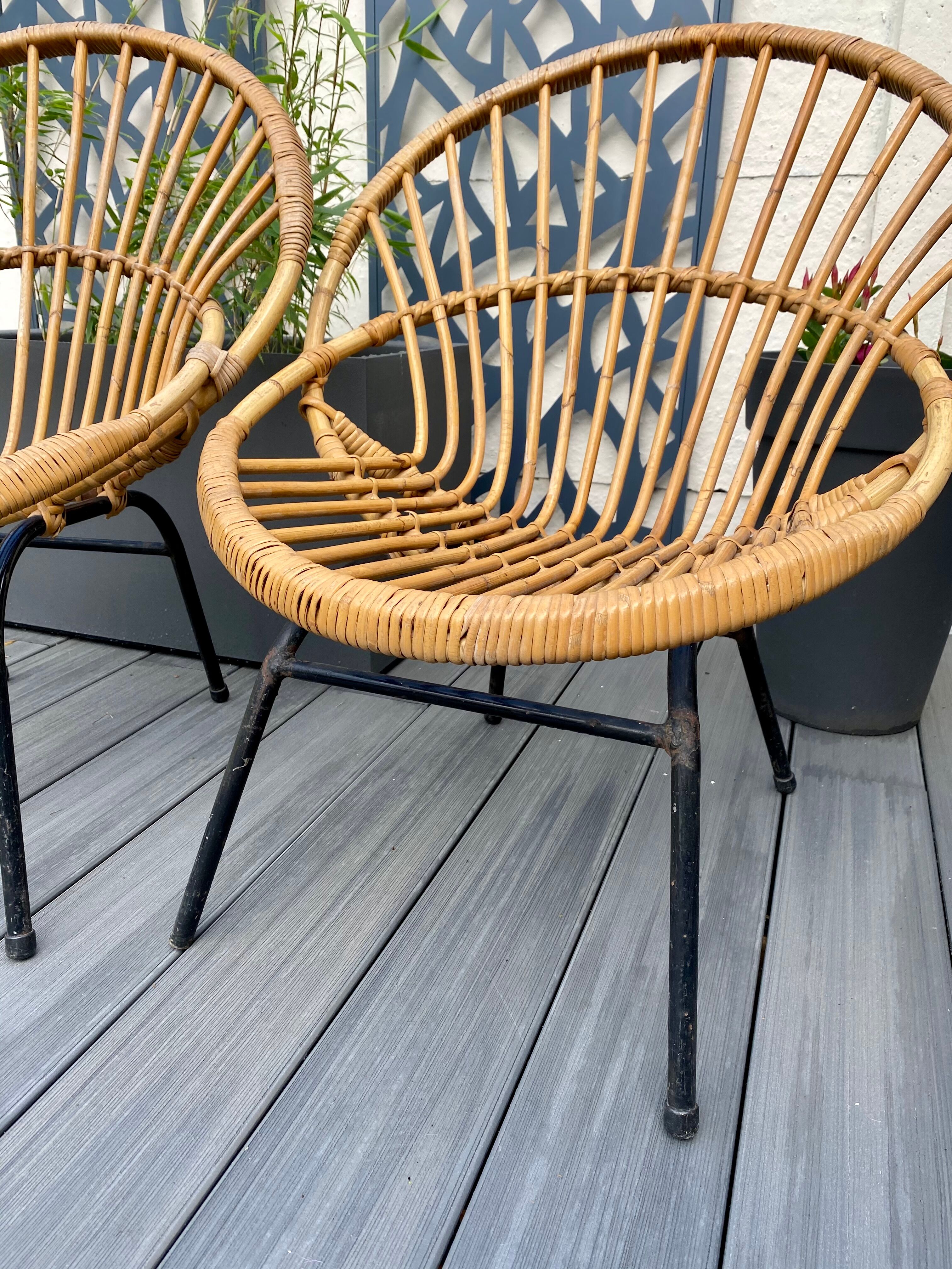 Former vintage rattan lounge