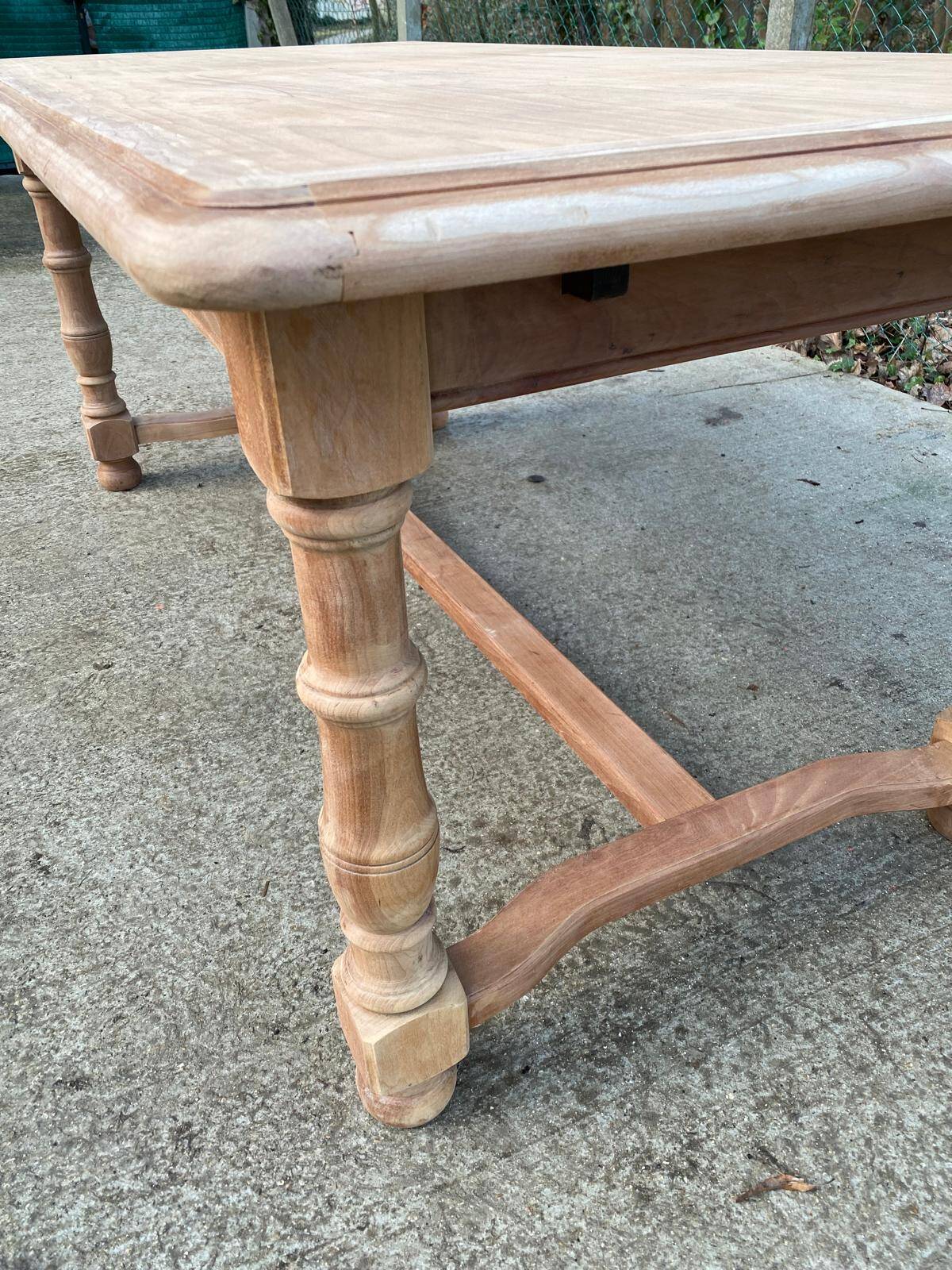 Renovated extendable farmhouse table in solid raw cherry wood 265cm