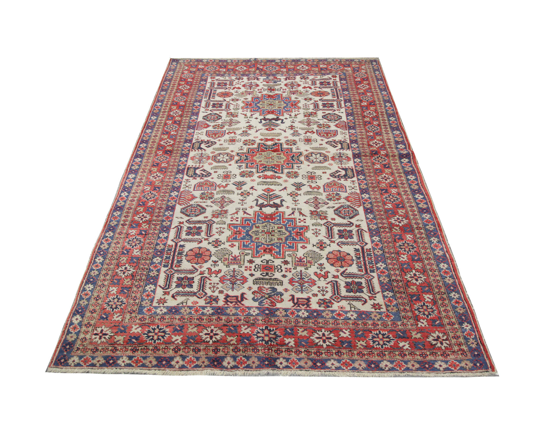 Vintage Wool Azerbaijan Carpet Area Rug- 134x216cm