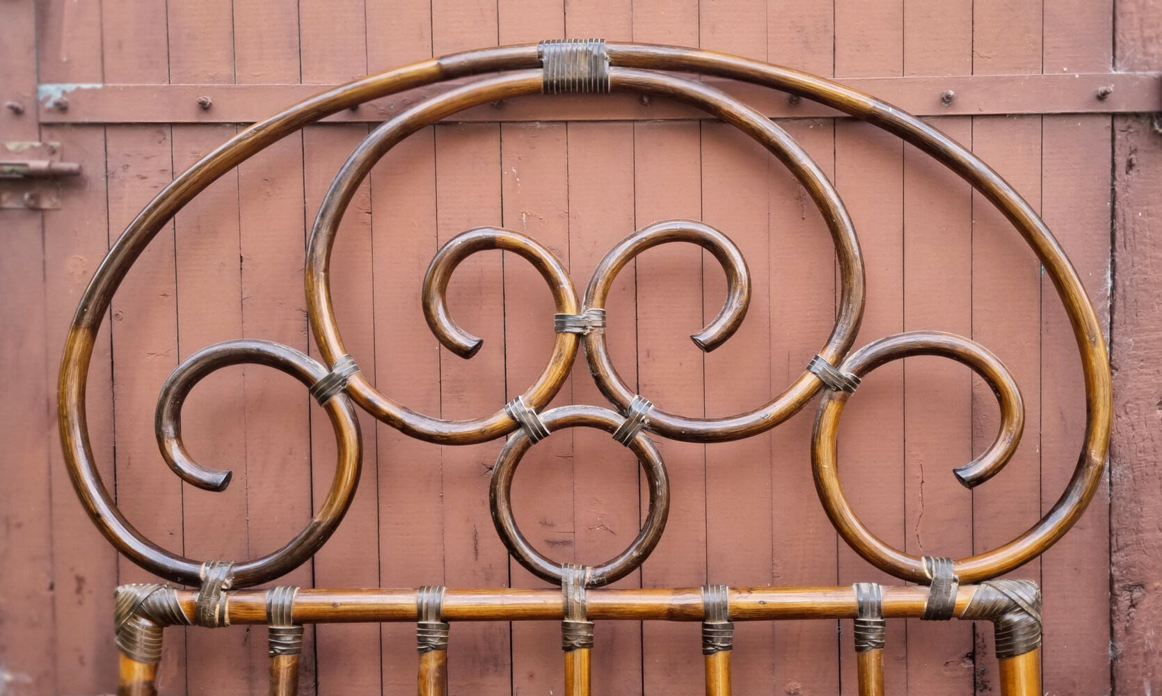 Vintage 60s bamboo rattan headboard