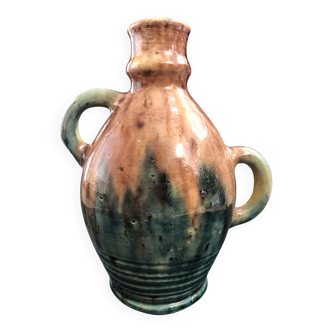 Vase with asymmetrical handles in Flemish stoneware