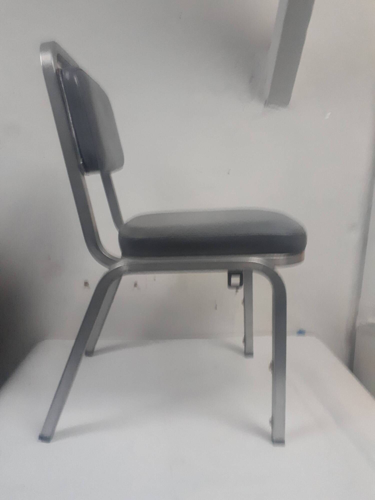 Pair chair desk conference aluminum skai grey vintage blue 1960
