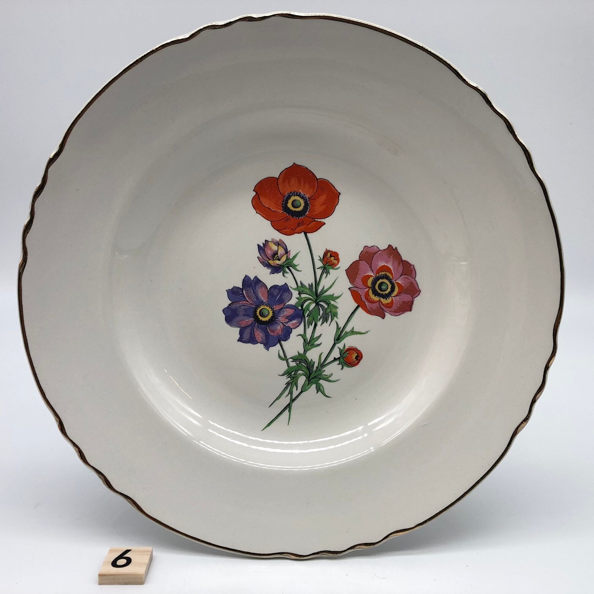 6 Hollow porcelain plates "Moulin des Loups" Beaulieu model