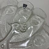 Assiette, Peakcock, verre de cristal, Lars Hellsten, Orrefors, Suède, 1970