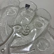 Assiette, Peakcock, verre de cristal, Lars Hellsten, Orrefors, Suède, 1970