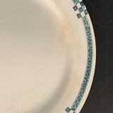 10 flat plates art deco Creil and Montereau model Nancy blue green gray