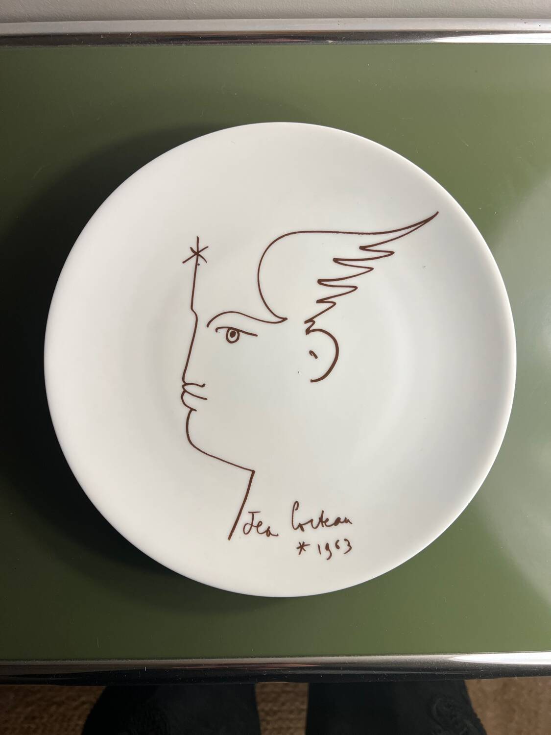 Jean Cocteau collection plate, Limoges porcelain, 1963