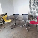Large chrome and smoked glass table from the 70s