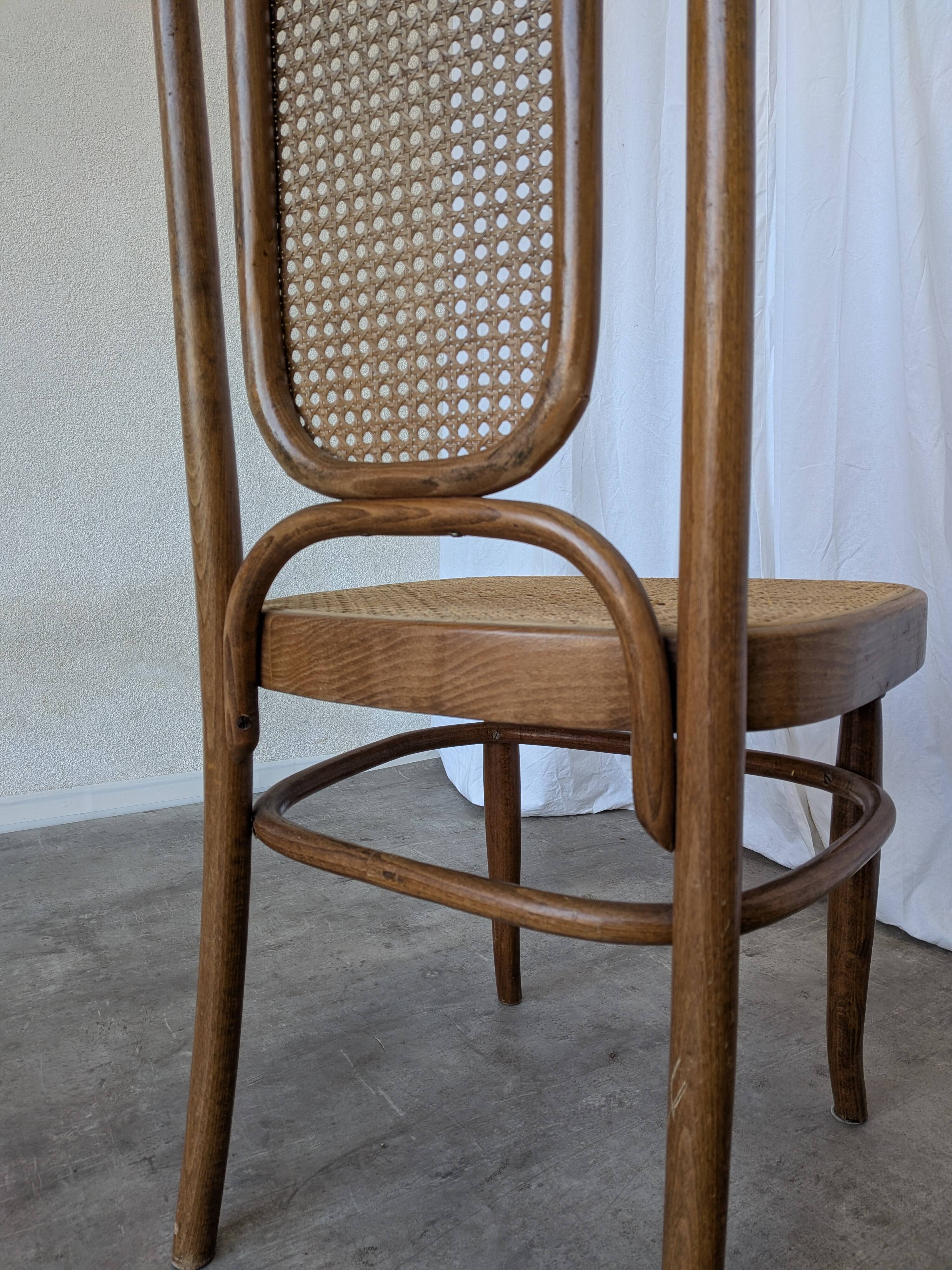Vintage High Back Bentwood Cane Dining Chair / Thonet Style / Torn Seat