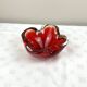 Cendrier vintage en verre massif rouge style Murano