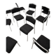 Grey steel chair and black fabric