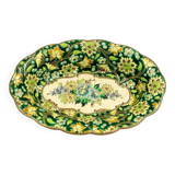 Longwy cup in cloisonné enamels on a green background, polychrome floral decoration and gold
