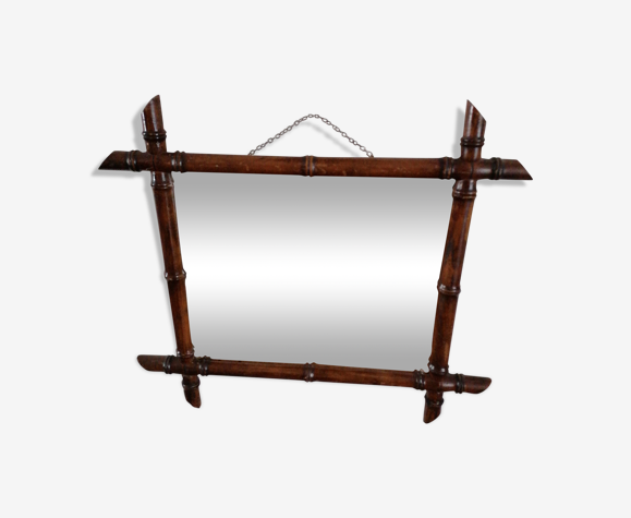 Ancien miroir 19ème imitation bambou 47x41