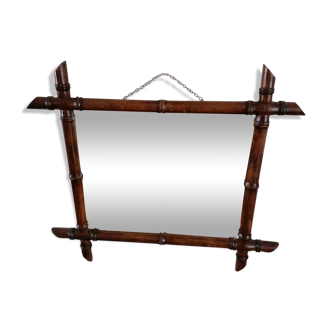 Ancien miroir 19ème imitation bambou 47x41