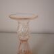 Pair of glass candle holders, pink and green