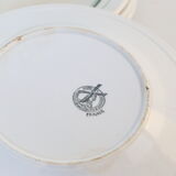 Ensemble de 4 assiette Mouin des Loups motif vert, vintage français, rustique, campagne