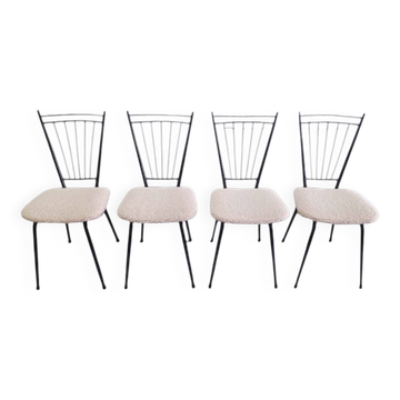 Set of 4 "Harpe" chairs 1950 – Mid-Century Design & Boucle Upholstery