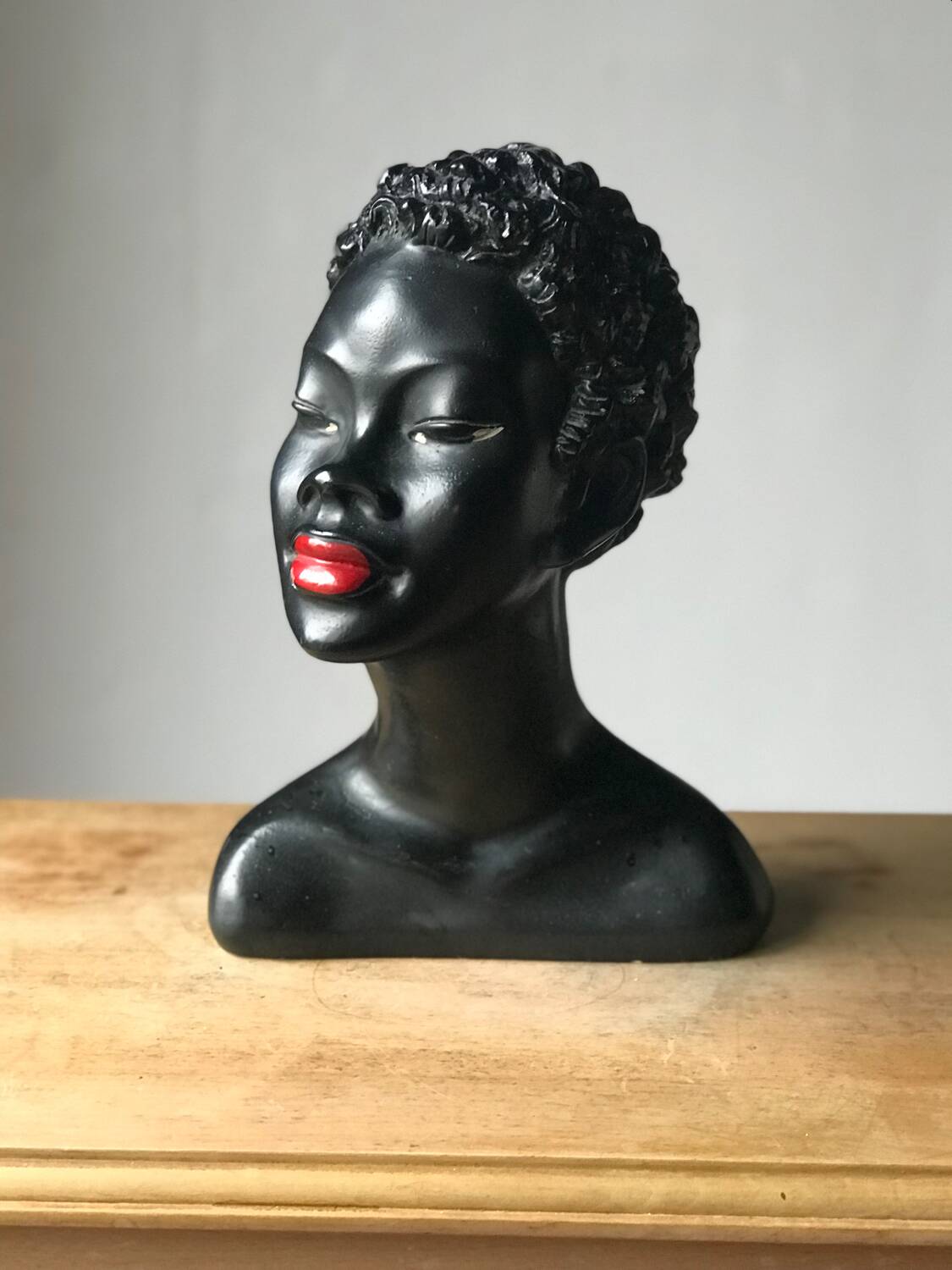 Plaster bust of a black woman 1950s Gino Manca