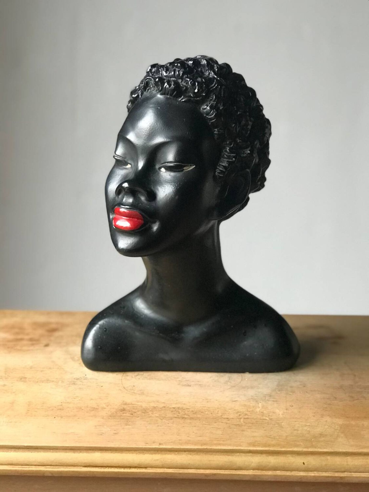 Buste plâtre femme noire 1950s Gino Manca