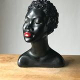 Buste plâtre femme noire 1950s Gino Manca