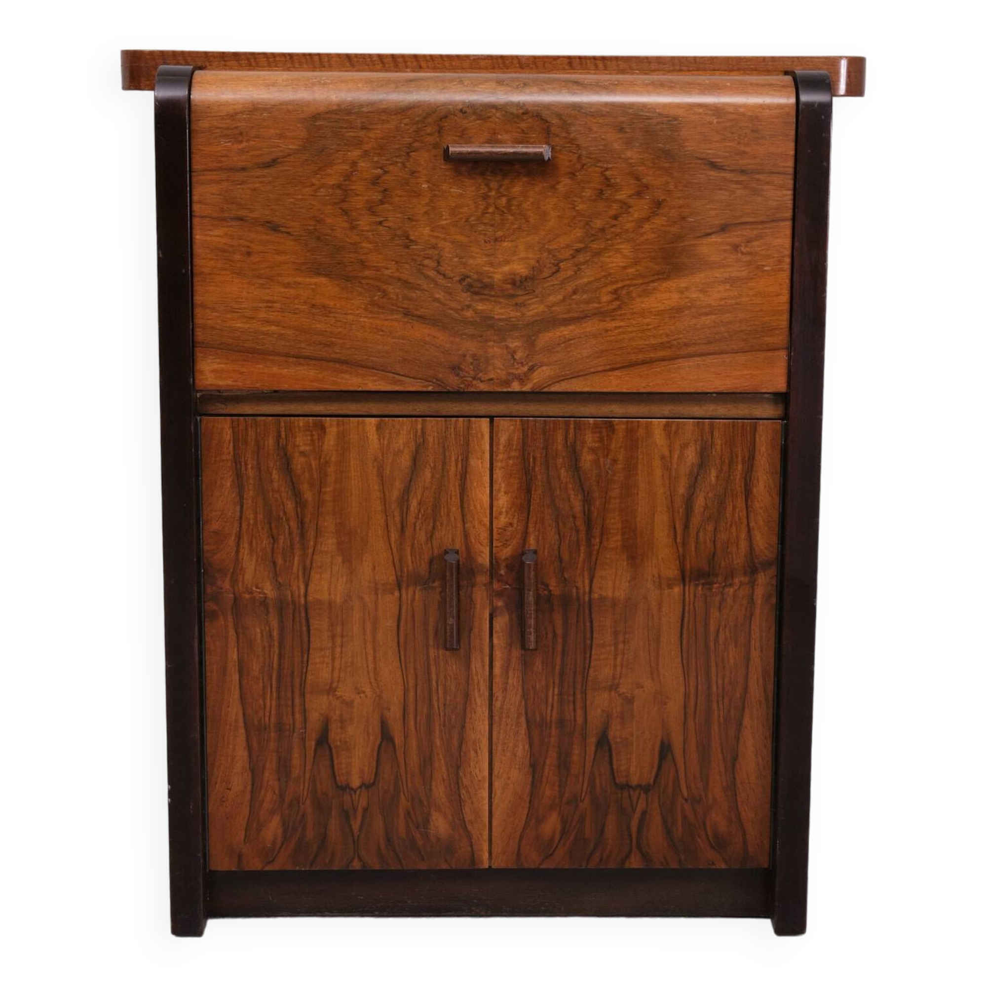 Art Deco furniture in burl wood from the 1920s, Netherlands.