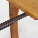 Vintage Danish round extendable dining table solid teak 1960s
