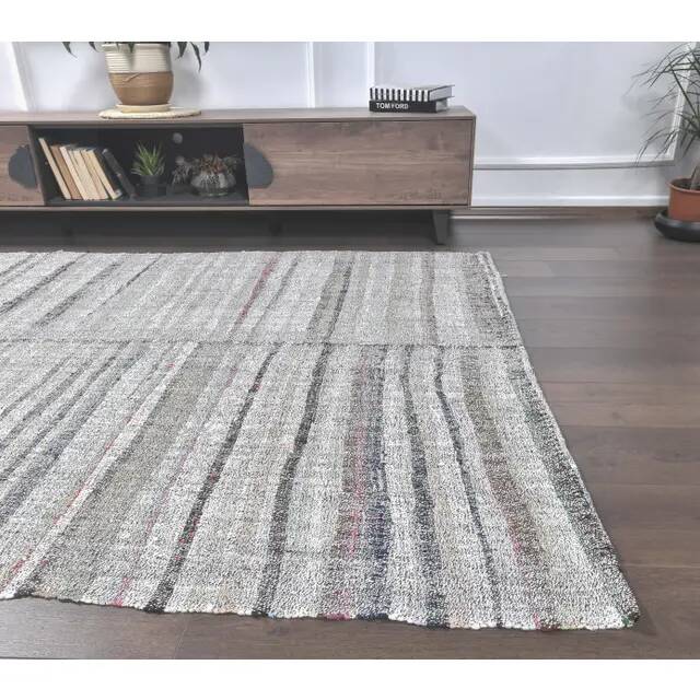 Turkish Vintage Handmade Wool Kilim Rug 176x255