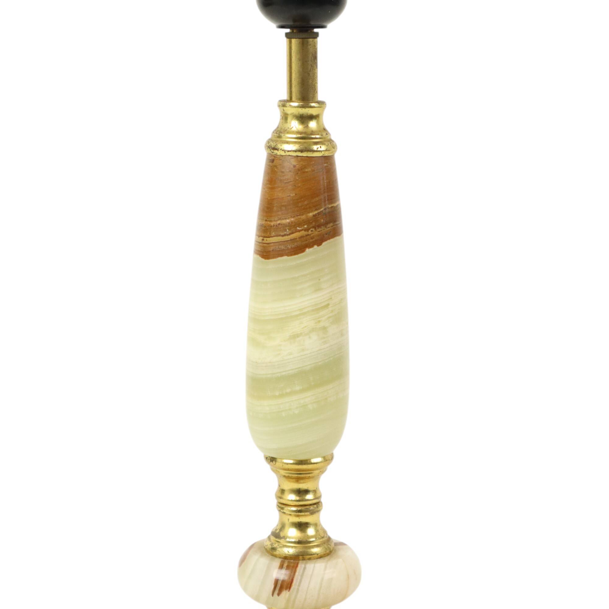 Pied de lampe classique en onyx, marbre et laiton, années 60