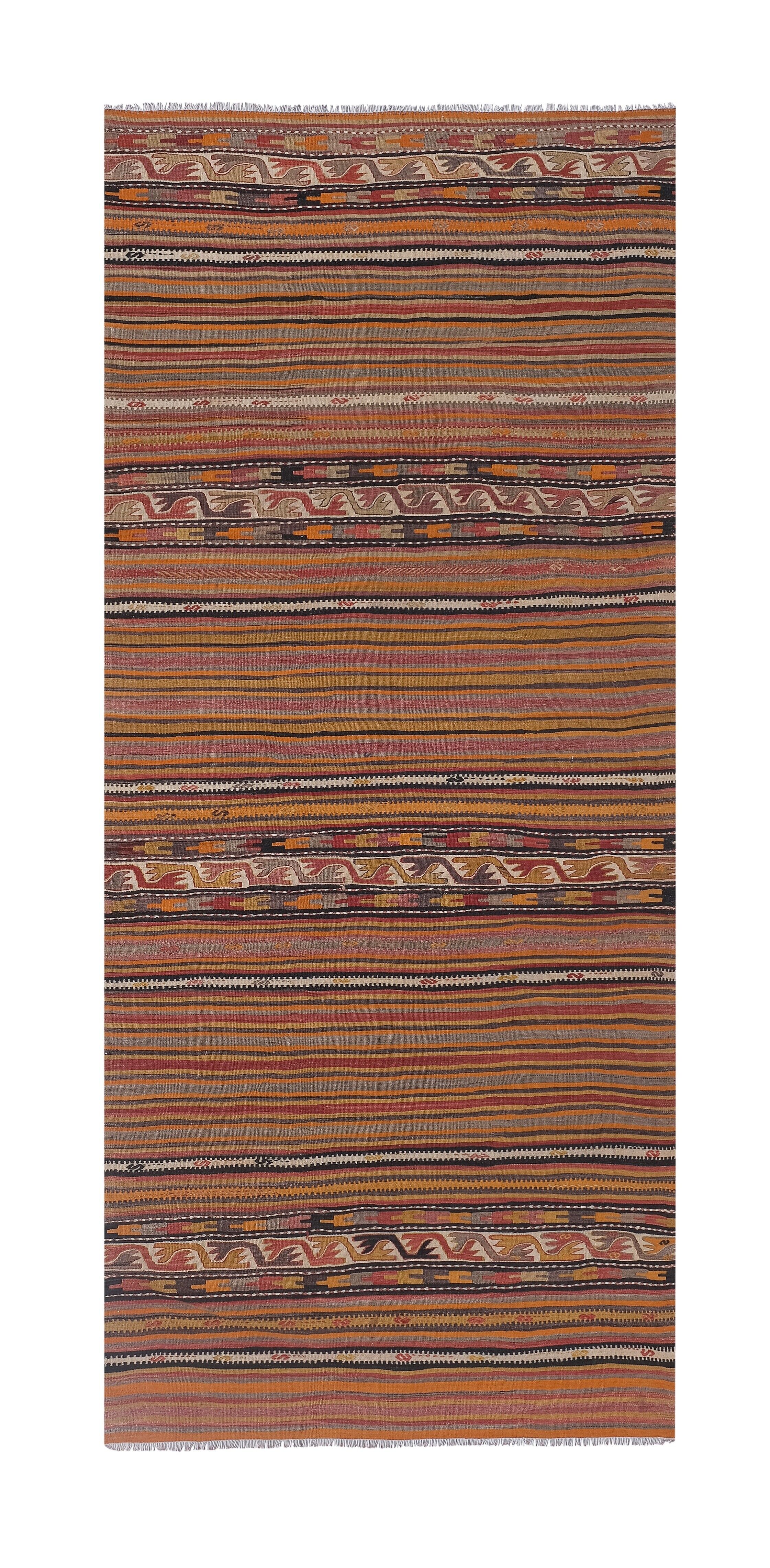 Vintage Turkish rug from Oushak, hand-woven 166x369 cm