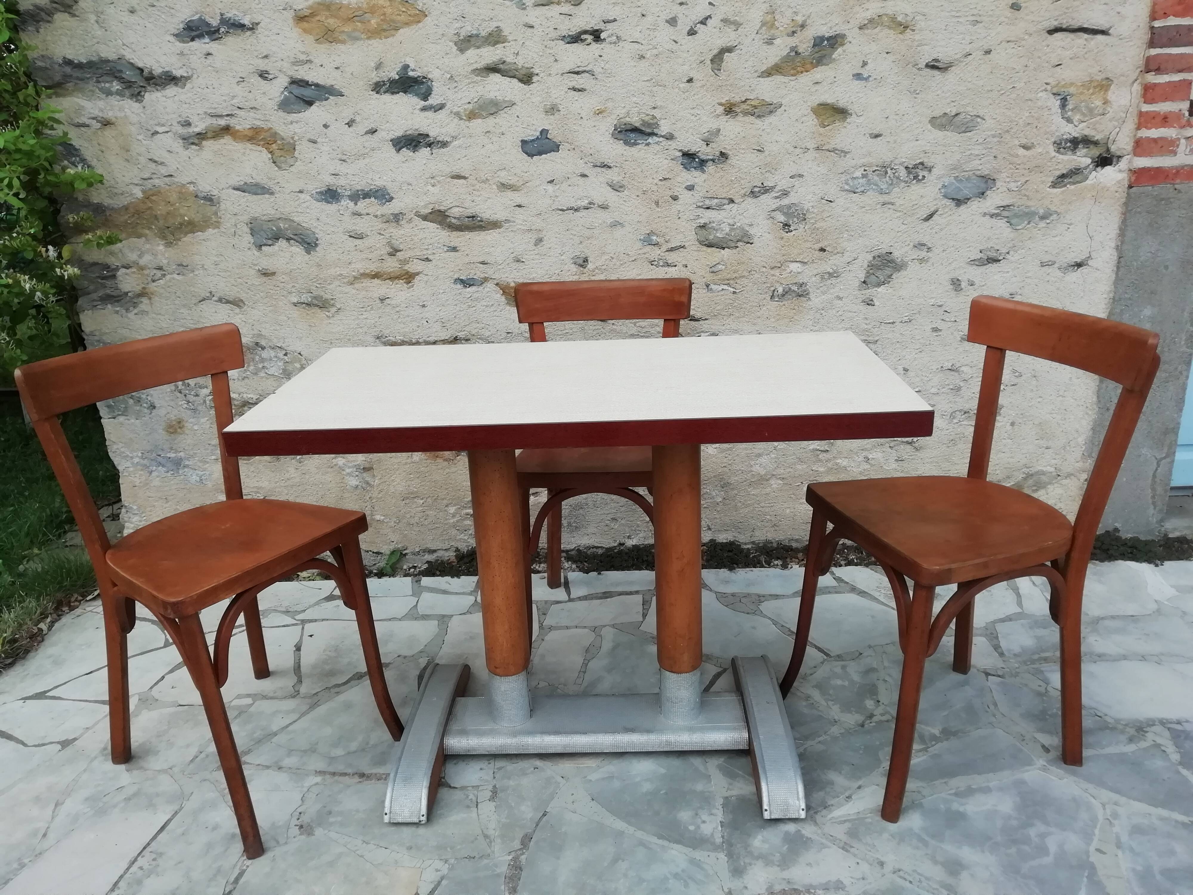 Bistro table and 3 Baumann chairs