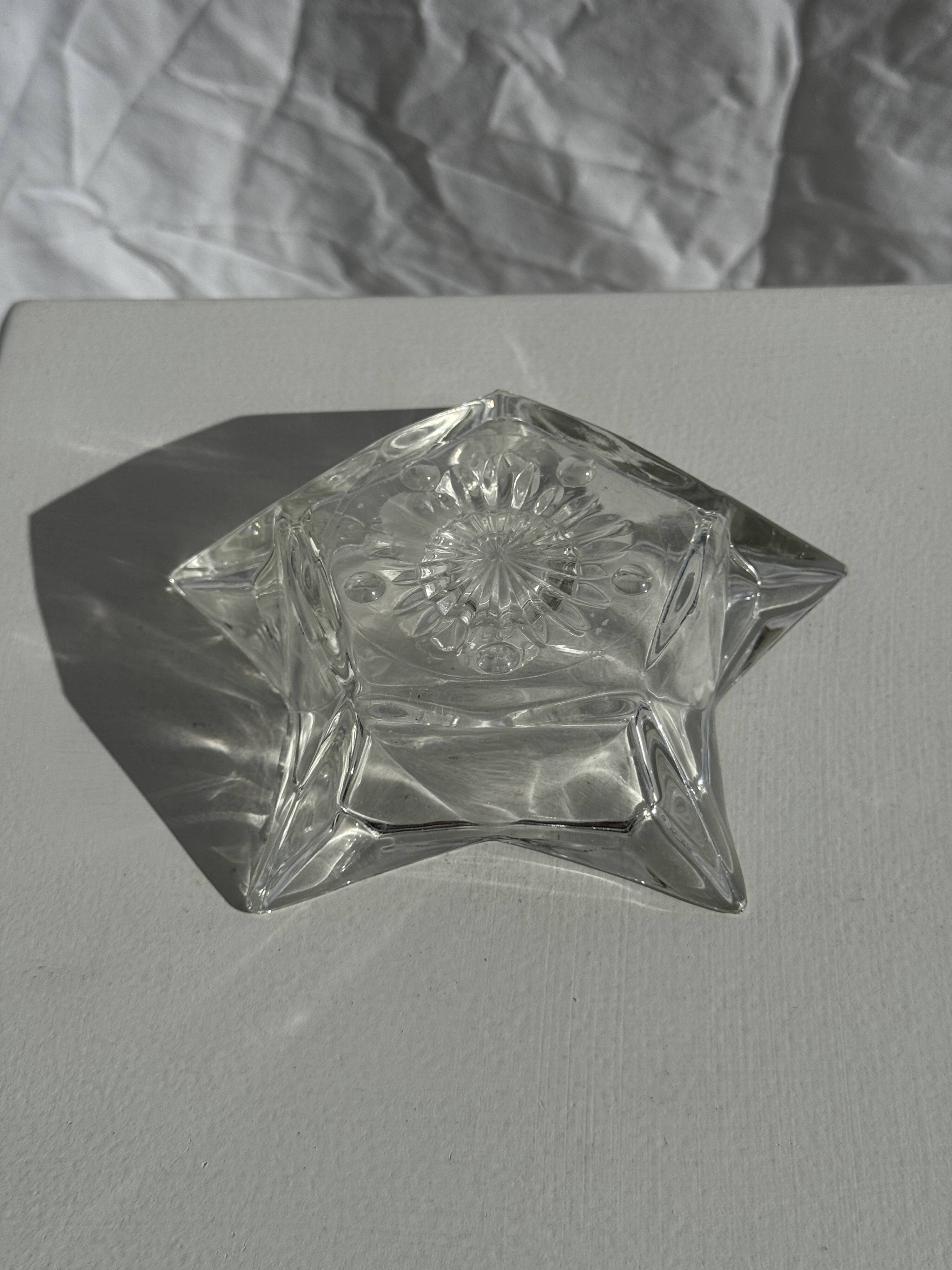 Vintage glass star candle holder D13