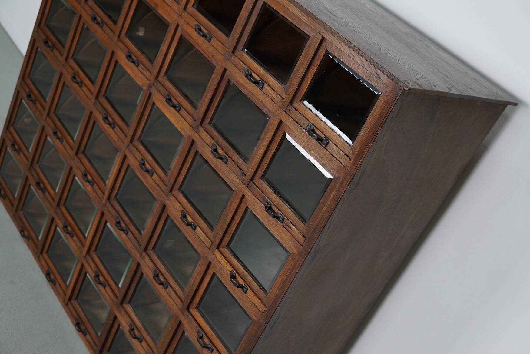 Antique German Oak Haberdashery Shop Cabinet, 1920/30s