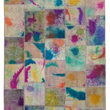Handmade Oriental Contemporary 200 cm x 298 cm Multicolor Patchwork Carpet