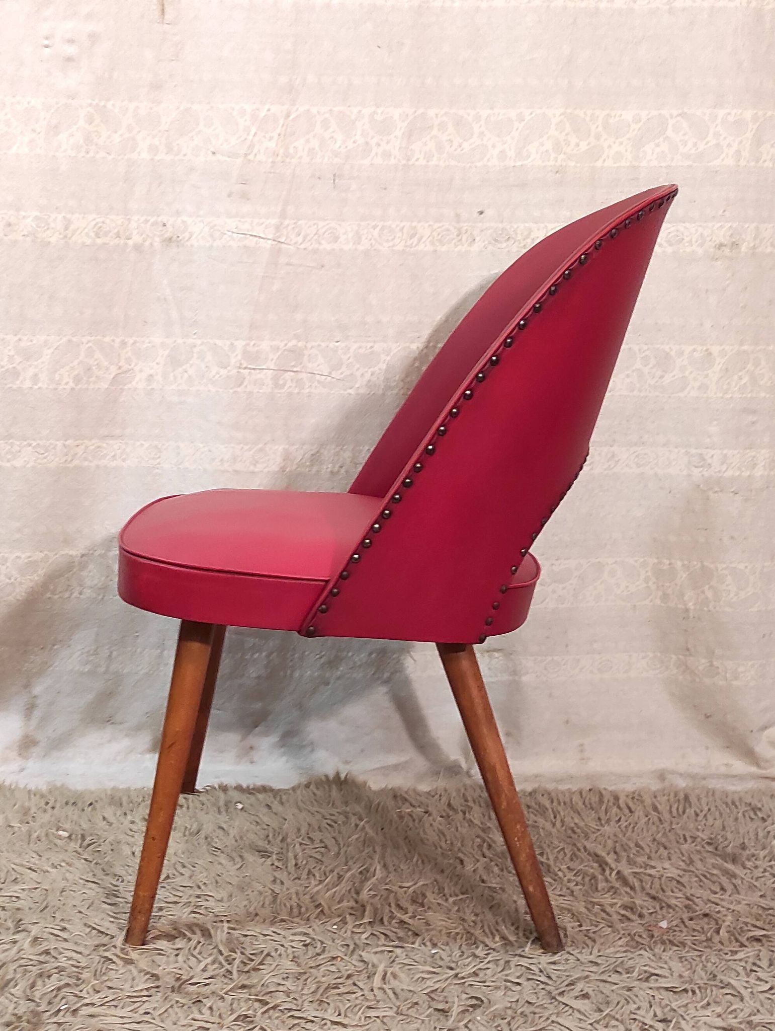 Red Bauhaus armchair by Thonet, 1950s-60s.