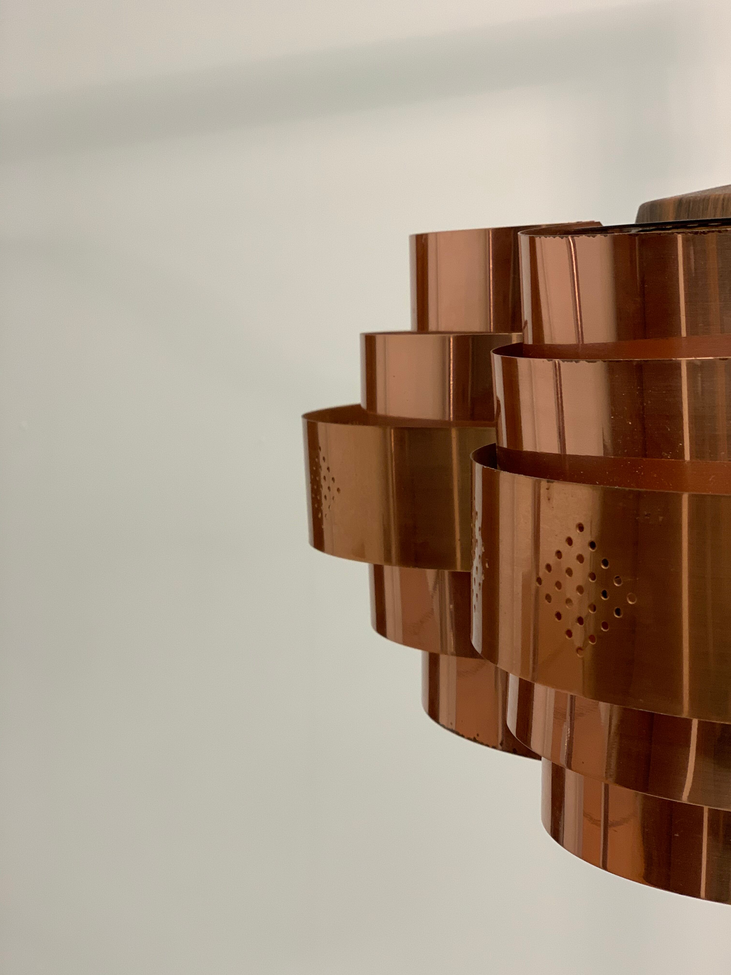 Copper Ceiling Lamp by Verner Schou für Coronell, 1967