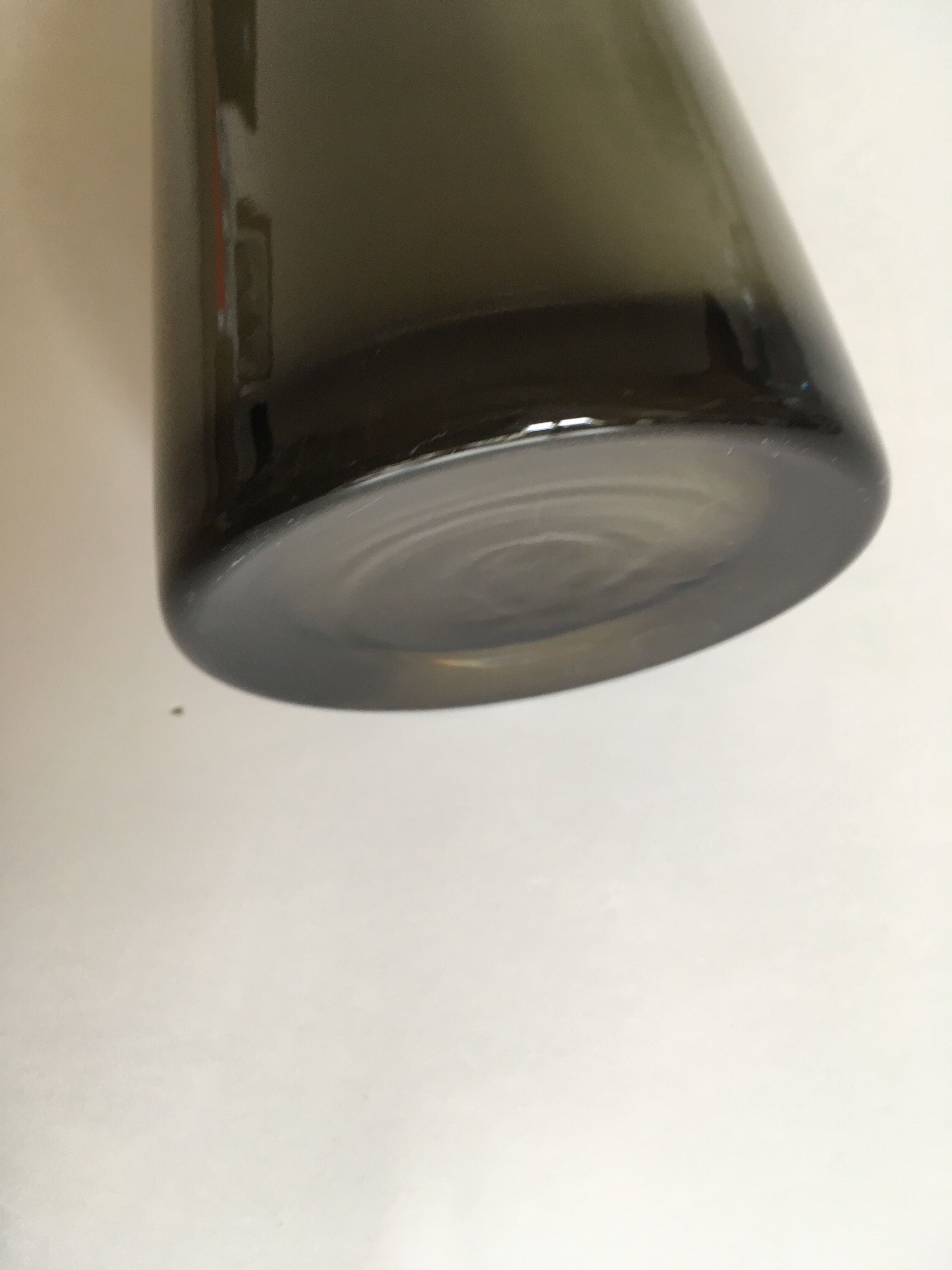 Vase mid century scandinave en verre gris kaki