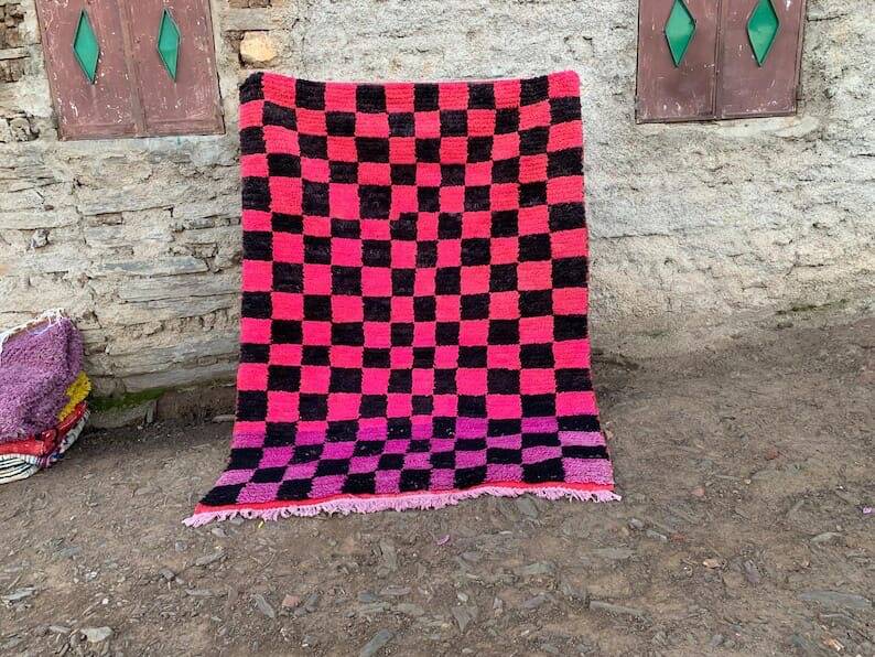 Traditional handmade pure wool rug, size 100 x 200 cm