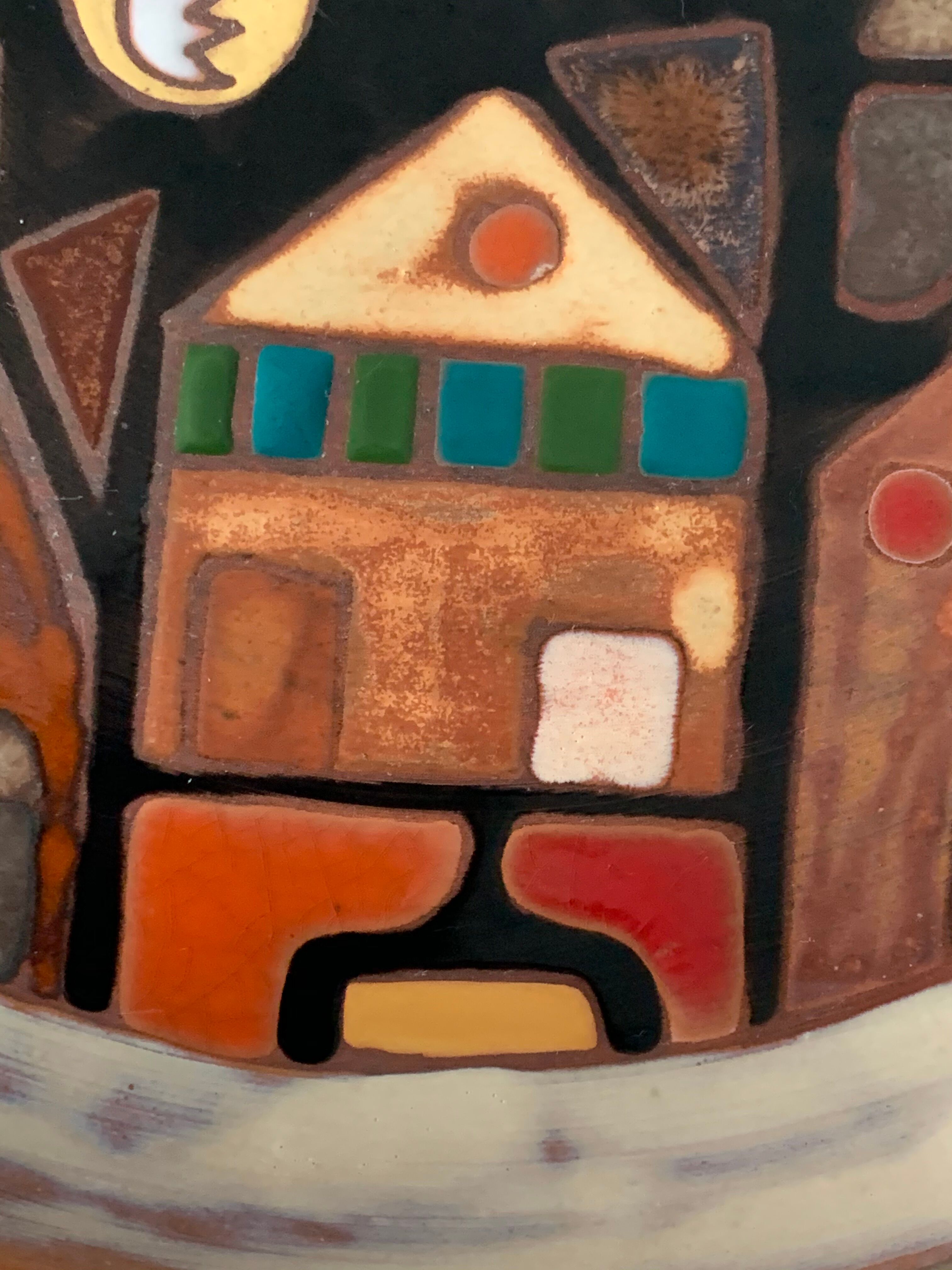 Enamelled ceramic dish by Martine Azema Vallauris 1970