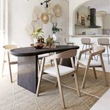 Professional chairs in beech and coated white textile