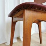 Vintage Beech Wood Dining Chair: Red Faux Leather, Made in Yugoslavia